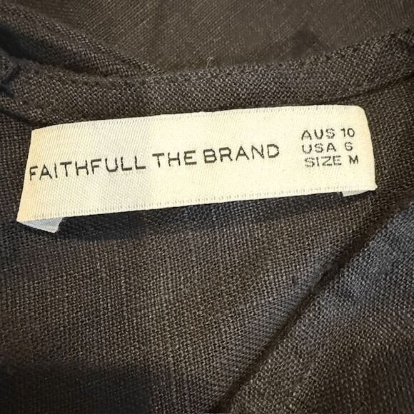 Faithfull the Brand Valenza Linen Maxi Dress Black Sleeveless Size 6 - Picture 8 of 15